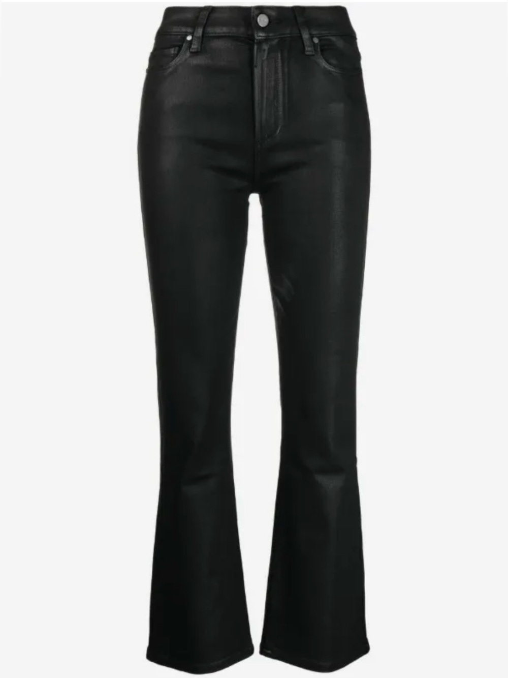 PAIGE Claudine Black Coated High Rise Ankle Flare Jeans Size 29